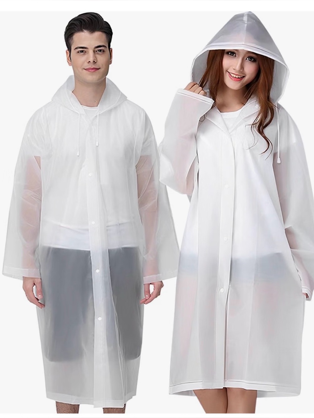 Transparent White Unisex Raincoat with Hood